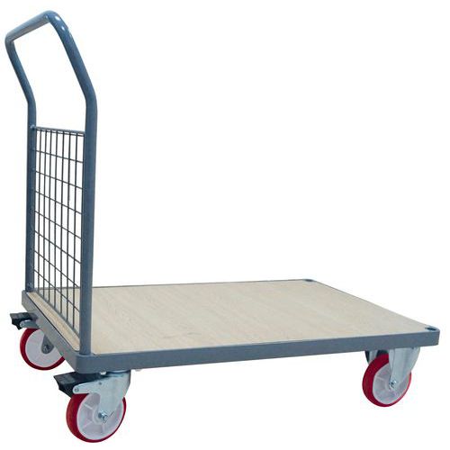 Plošinové vozíky s madlem s mřížovou výplní Manutan Expert, do 500 kg, PU kola
