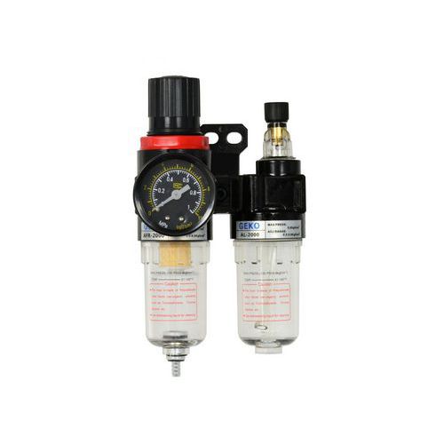 Regulátor tlaku s filtrem a manometrem a přim. oleje, max. prac. tlak 9bar GEKO