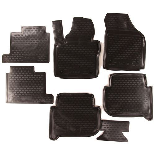 Gumové koberce Volkswagen Touran (I), 2003-2010, (II), 2010-2015, 7 sedadel, 6ks SIXTOL