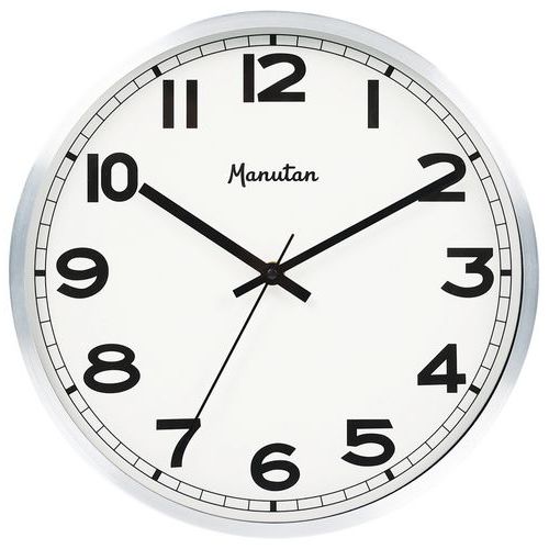 Analogové hodiny Manutan Expert, autonomní quartz, průměr 30 cm, hliník Analogové hodiny Manutan Expert, autonomní quartz, průměr 30 cm, hliník