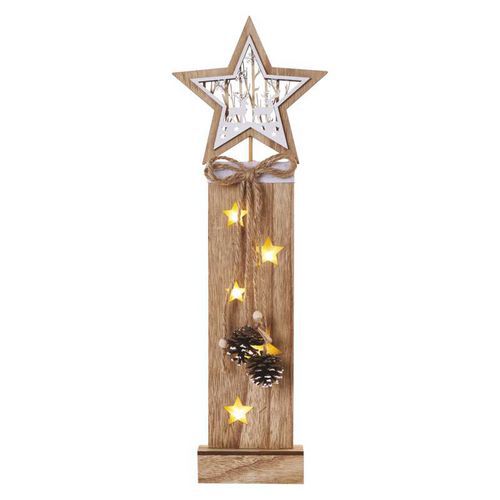 LED dekorace dřevěná - hvězdy, 48 cm, 2xAA, vnitřní, teplá bílá, časovač