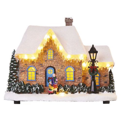 LED vánoční domek, 20,5 cm, 3xAA, vnitřní, teplá bílá