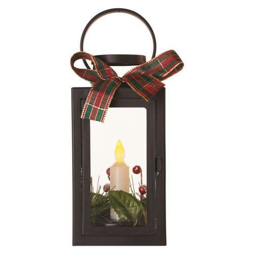 LED dekorace - vánoční lucerna se svíčkou černá, 20 cm, 3xAAA, vnitřní, vintage