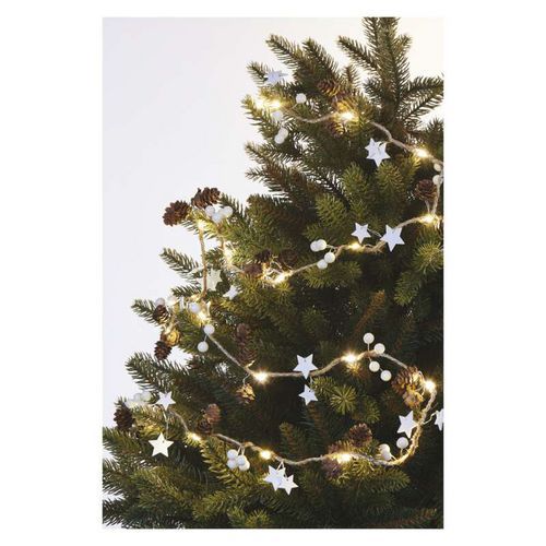 LED vánoční girlanda - šišky, 1,7 m, 2xAA, vnitřní, teplá bílá