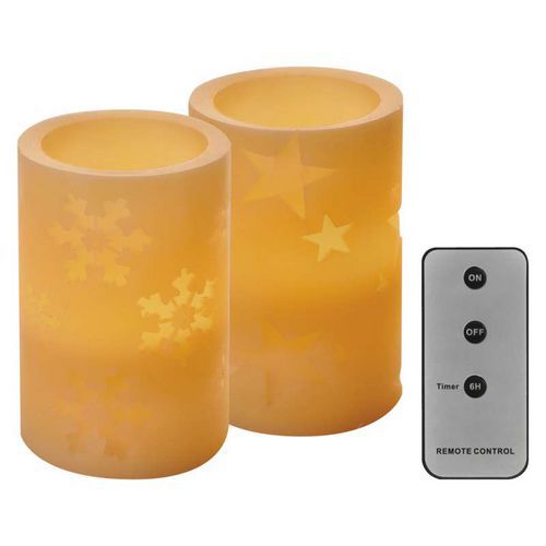 LED dekorace - vosková svíčka, 12,5 cm, 2xAA, vintage, ovladač, časovač, 2 ks LED dekorace - vosková svíčka, 12,5 cm, 2xAA, vintage, ovladač, časovač, 2 ks