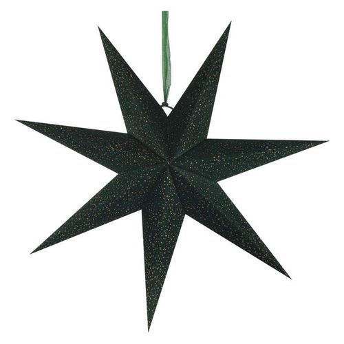Vánoční hvězda papírová závěsná, zelená, 60 cm, vnitřní