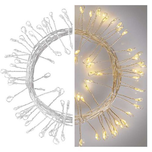 LED vánoční nano řetěz - ježek, 2,4 m, 3xAA, vnitřní, teplá bílá, časovač