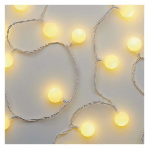 LED světelný cherry řetěz - kuličky 2,5 cm, 4 m, venkovní i vnitřní, teplá bílá, časovač