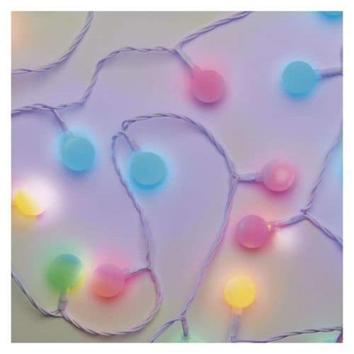 LED světelný cherry řetěz - kuličky 2,5 cm, 4 m, venkovní i vnitřní, multicolor, časovač