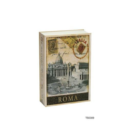 Kovová bezpečnostní schránka ve tvaru knihy Roma