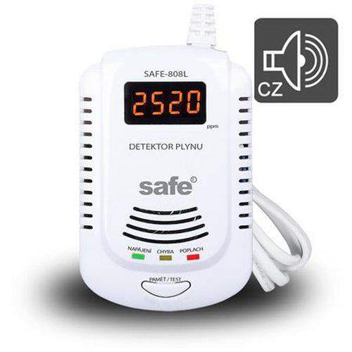 Detektor hořlavých a výbušných plynů SAFE 808L, hlásič zemního plynu