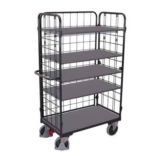 Policové vozíky se 3 mřížovými stěnami, 5 polic, do 400 - 500 kg
