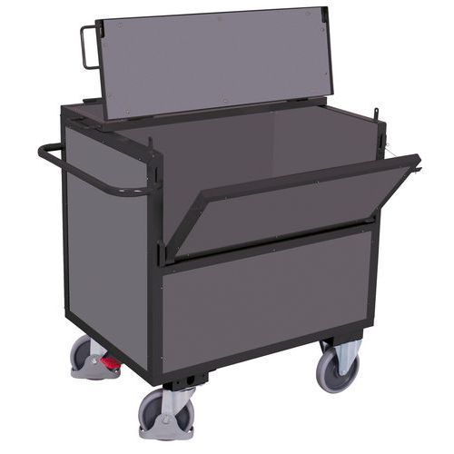 Skříňové vozíky s výklopnou stěnou a víkem, do 500 kg