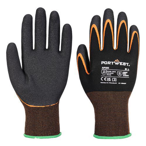 Nitrilové rukavice Grip 15 s dvojitou dlaní, černá/oranžová