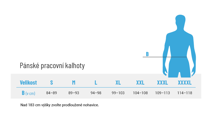 Panské kalhoty tabulka