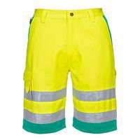 Hi-Vis kraťasy z lehkého polyesteru a bavlny, zelená/žlutá