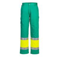 Hi-Vis lehké dvoubarevné Combat kalhoty, zelená/žlutá