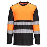 Tričko PW3 Hi-Vis třída 1 L/S, černá/oranžová