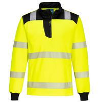 PW3 Hi-Vis 1/4 mikina se zipem, černá/žlutá