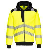 PW3 Hi-Vis mikina s kapucí na zip, černá/žlutá