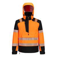 Bunda s vysokou viditelností přes hlavu do deště PW3 (3L), černá/oranžová