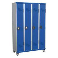 Svařované šatní skříně Acial, 4 oddíly, 300 mm, na nohách, otočný uzávěr