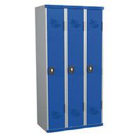Svařované šatní skříně Acial, 3 oddíly, 300 mm, cylindrický zámek