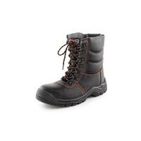 Zimní pracovní kožené poloholeňové boty CXS Stone s ocelovou špicí, černé
