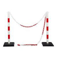 Plastové zahrazovací sloupky Ping s řetězem, výška 90 cm, 2 ks