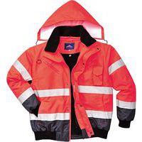 Reflexní nepromokavá bunda Bomber Contrast Hi-Vis, červená/tmavě modrá