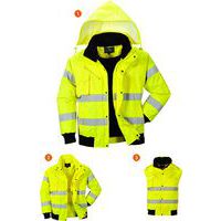 Reflexní nepromokavá bunda Bomber Hi-Vis 3v1, žlutá