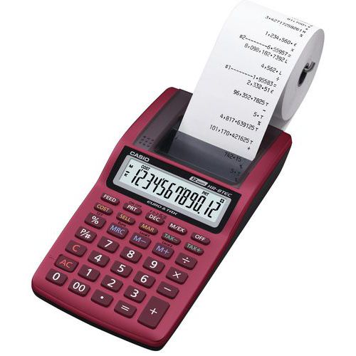 Stolní kalkulačka Casio HR-8TEC s tiskem, červená