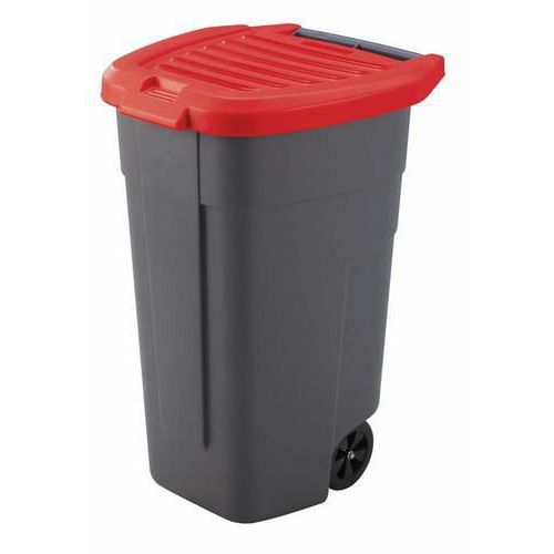 Plastová popelnice na tříděný odpad, objem 100 l, červená