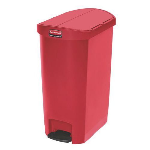 Plastový odpadkový koš Rubbermaid End Step, objem 50 l, červený