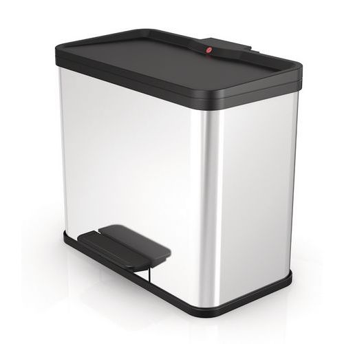 Kovový odpadkový koš Hailo Duo na tříděný odpad, objem 17 plus 9 l,