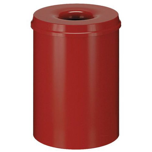 Kovový samozhášecí odpadkový koš Hole, objem 80 l, červený