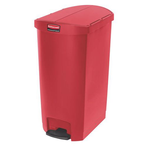 Plastový odpadkový koš Rubbermaid End Step, objem 68 l, červený