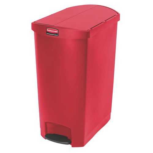 Plastový odpadkový koš Rubbermaid End Step, objem 90 l, červený