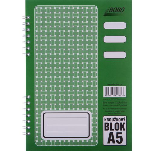 Blok A5 s kovovou bon spirlou, tverekovan, 5 ks