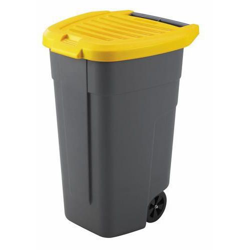Plastová popelnice na tříděný odpad, objem 100 l, žlutá
