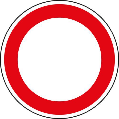 Dopravn znaka Zkaz vjezdu vech vozidel (v obou smrech) (B1)