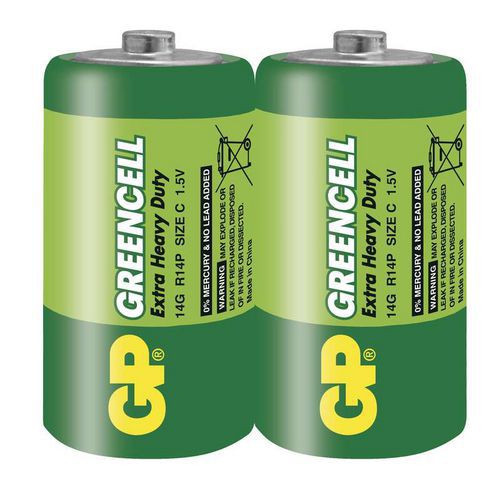 Zinkochloridov baterie GP Greencell R14 (C) flie