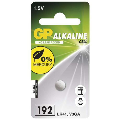 Alkalick knoflkov baterie GP LR41 (192F), blistr