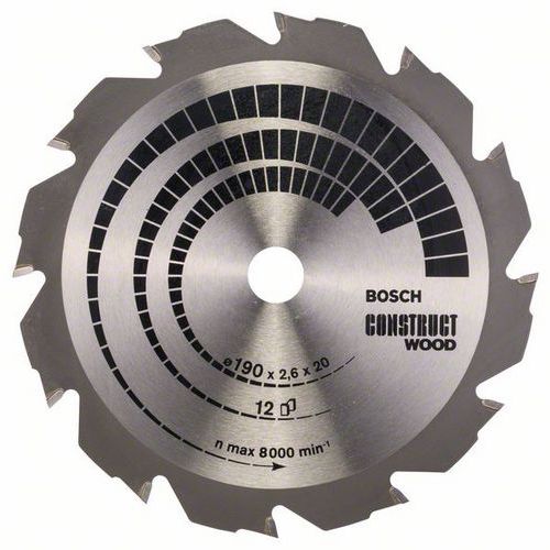 Bosch - Pilov kotou Construct Wood 190 x 20/16 x 2,6 mm; 12
