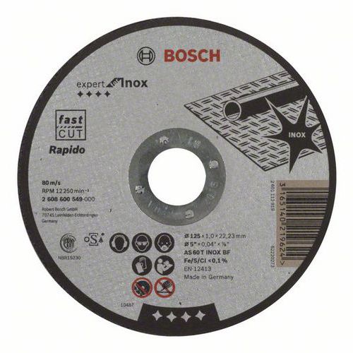 Bosch - Řezný kotouč rovný Expert for Inox - Rapido AS 60 T INOX BF, 125 mm, 1,0 mm, 25 BAL