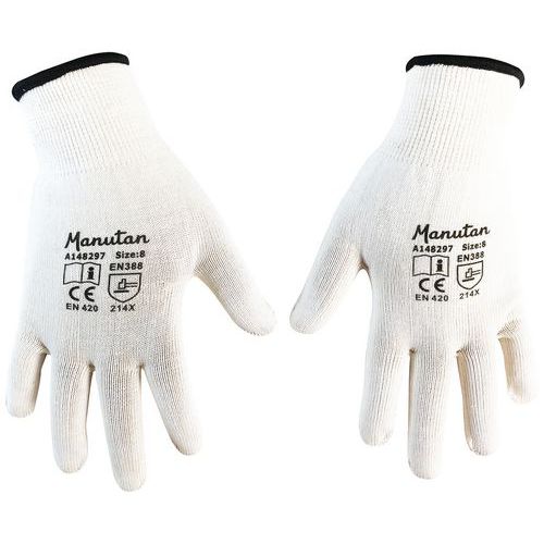 Bavlnn rukavice Manutan, bl, vel. 8