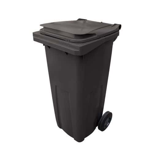 Manutan Plastová venkovní popelnice na tříděný odpad, objem 120 l, černá