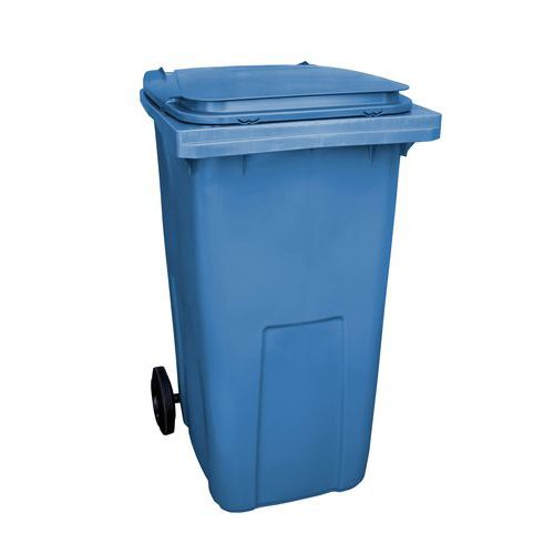 Manutan Plastová venkovní popelnice na tříděný odpad, objem 240 l, modrá