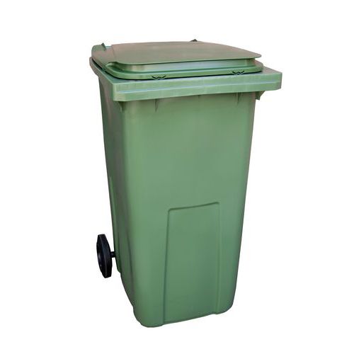 Manutan Plastová venkovní popelnice na tříděný odpad, objem 240 l, zelená