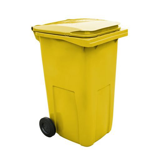 Manutan Plastová venkovní popelnice na tříděný odpad, objem 240 l, žlutá